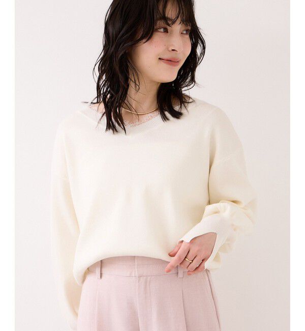 VIS「Vネックレースプルオーバー」|ニット・セーター|