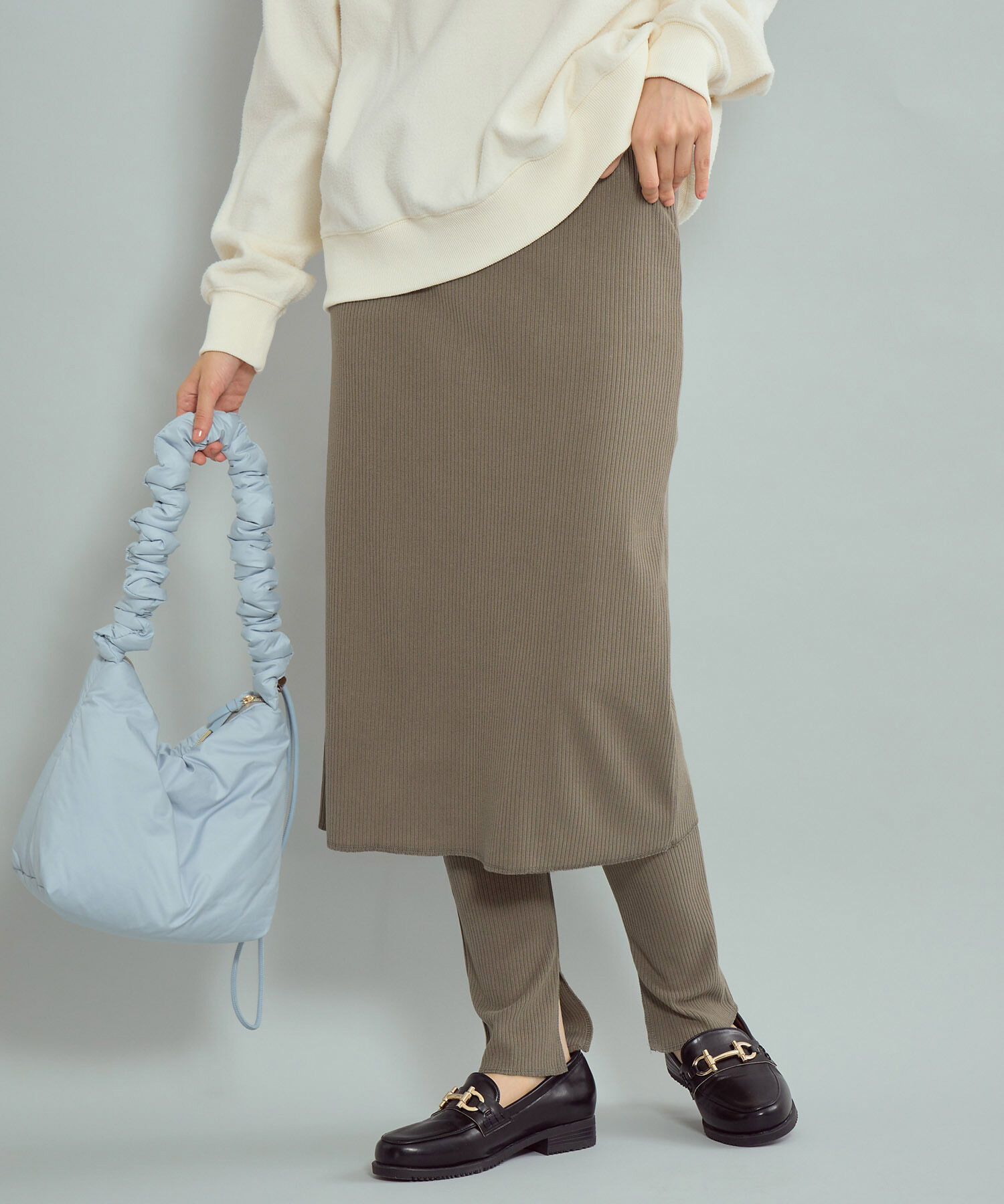 ROPE' PICNIC R「リブスカート付きカットパンツ」|その他|カーキ(36)