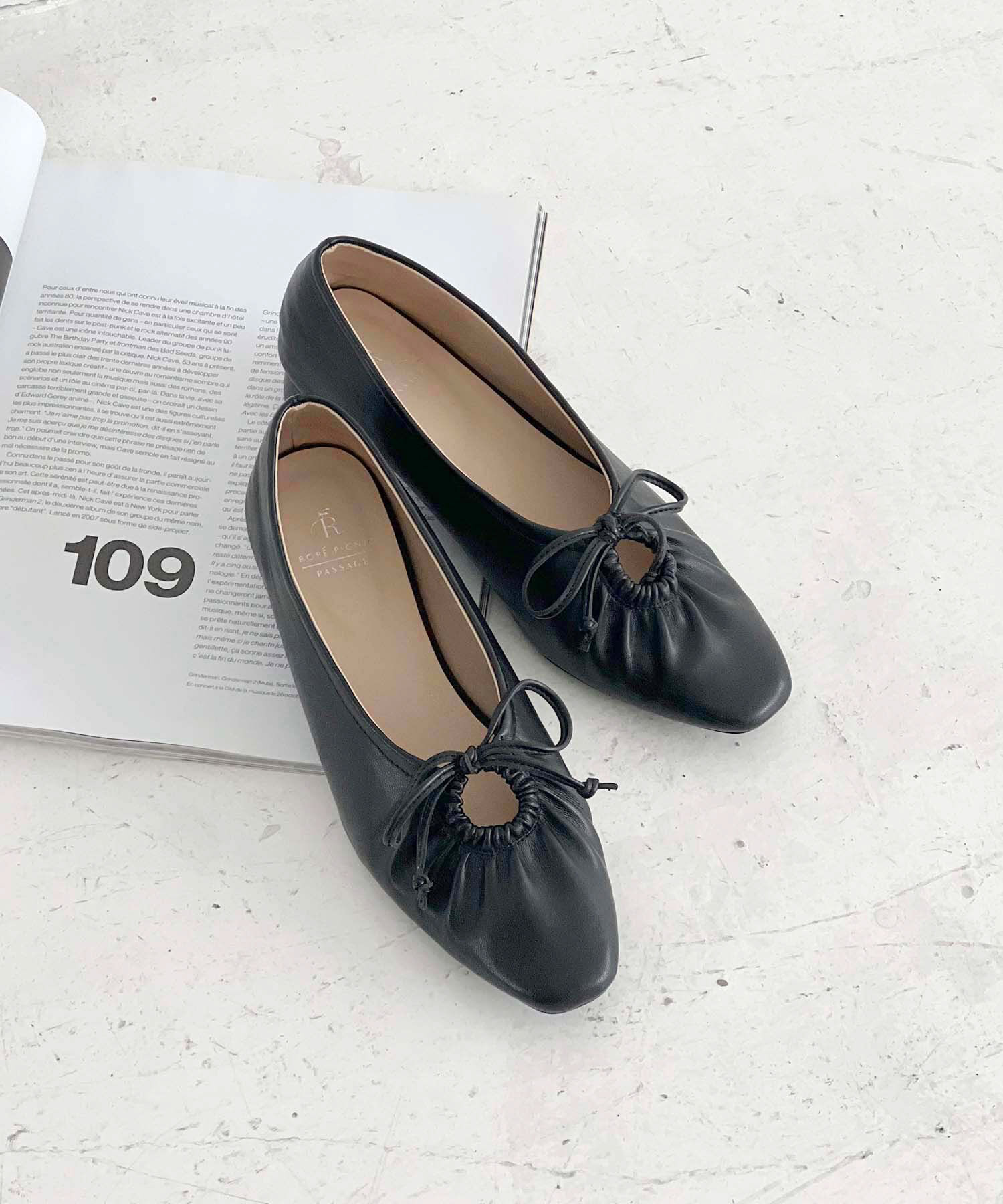 ROPE PICNIC PASSAGE「リボンギャザーミドルヒールパンプス」|パンプス|