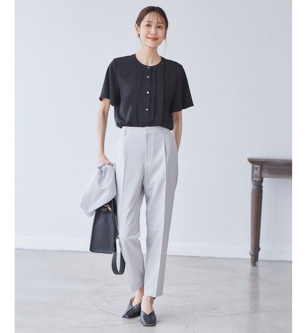 Rope&rsquo;Picnic「多機能ランダムタックハーフスリーブブラウス / 通勤にも」|シャツ・ブラウス|