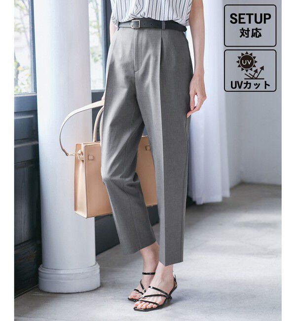 Rope&rsquo;Picnic「【UV対応】【リネンライク・シリーズ】テーパードパンツ/通勤・セットアップ対応」|チノ|グレー(07)