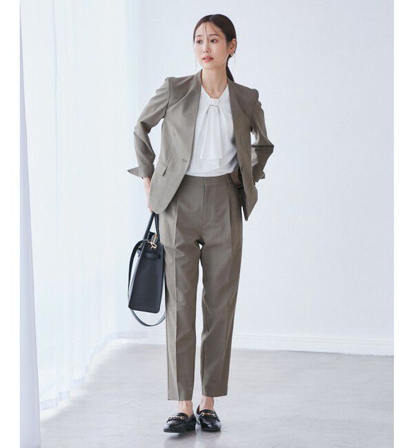 Rope&rsquo;Picnic「【UV対応】【リネンライク・シリーズ】テーパードパンツ/通勤・セットアップ対応」|チノ|