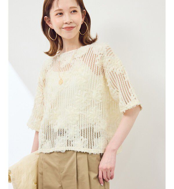 Rope&rsquo;Picnic「メッシュコード刺繍プルオーバー」|Tシャツ・カットソー|