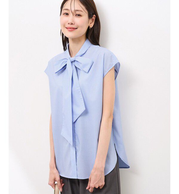 Rope&rsquo;Picnic「【防シワ】リボンフレンチスリーブシャツ」|シャツ・ブラウス|