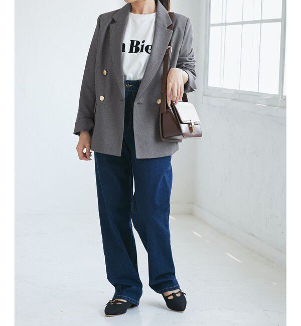 Rope&rsquo;Picnic「【低身長・小柄さんサイズ】レディハンサムシリーズ ウールライク金ボタンジャケット(半裏地)」|テーラードジャケット|