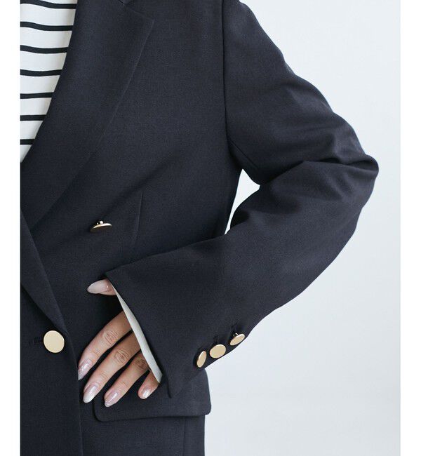 Rope&rsquo;Picnic「【低身長・小柄さんサイズ】レディハンサムシリーズ ウールライク金ボタンジャケット(半裏地)」|テーラードジャケット|