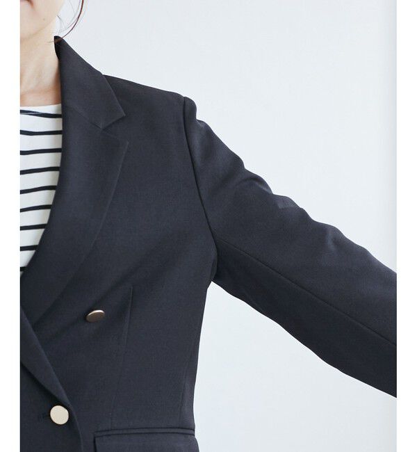 Rope&rsquo;Picnic「【低身長・小柄さんサイズ】レディハンサムシリーズ ウールライク金ボタンジャケット(半裏地)」|テーラードジャケット|