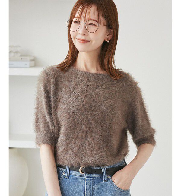 Rope&rsquo;Picnic「シャギーニットハーフスリーブプルオーバー」|ニット・セーター|