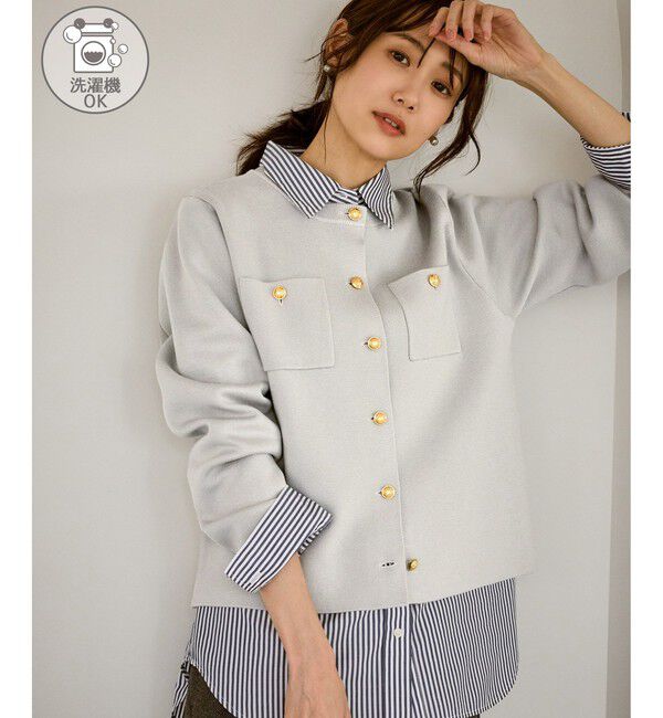 Rope&rsquo;Picnic「ミラノリブ金ボタンニットカーディガン」|カーディガン|ライトグレー(08)