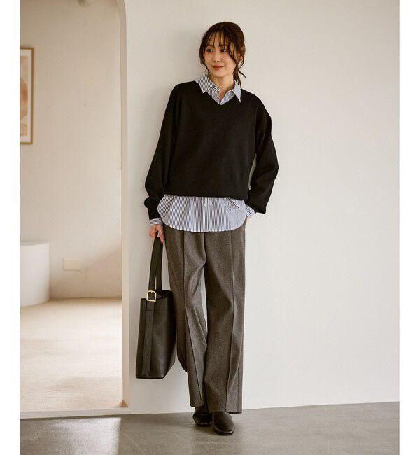 Rope&rsquo;Picnic「マシュマロニットVネックプルオーバー/イージーケア・リンクコーデ」|ニット・セーター|