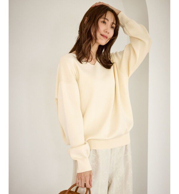 Rope&rsquo;Picnic「マシュマロニットVネックプルオーバー/イージーケア・リンクコーデ」|ニット・セーター|