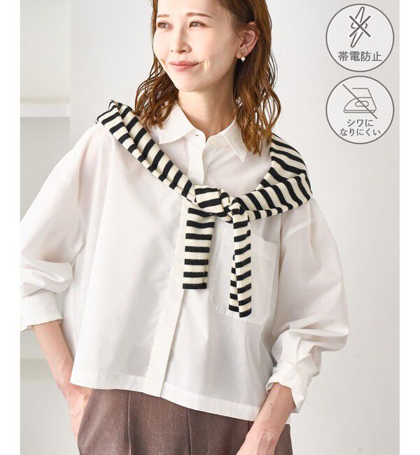 Rope&rsquo;Picnic「ベーシッククロップドシャツ/イージーケア」|シャツ・ブラウス|オフホワイト(15)