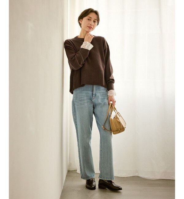 Rope&rsquo;Picnic「【新色追加】着丈が選べるクルーネックサイドスリットニットプルオーバー/イージーケア」|ニット・セーター|