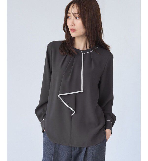 Rope&rsquo;Picnic「【WEB限定】配色ボウタイ風ブラウス」|シャツ・ブラウス|チャコール(06)