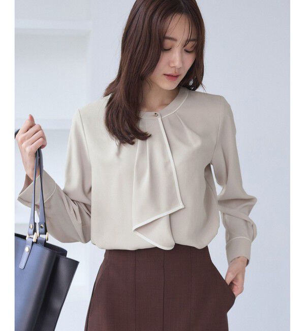 Rope&rsquo;Picnic「【WEB限定】配色ボウタイ風ブラウス」|シャツ・ブラウス|ベージュ(27)