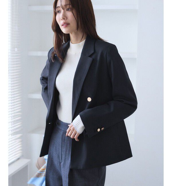 Rope&rsquo;Picnic「レディハンサムシリーズ ウールライク金ボタンジャケット(総裏地)/セットアップ対応」|テーラードジャケット|