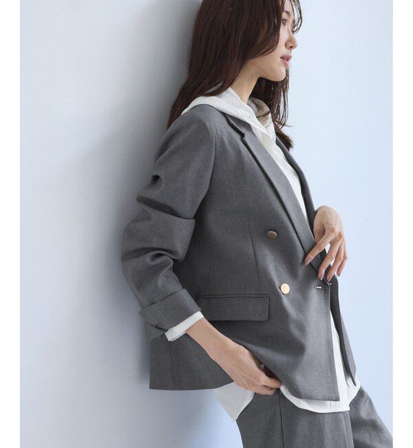 Rope&rsquo;Picnic「レディハンサムシリーズ ウールライク金ボタンジャケット(総裏地)/セットアップ対応」|テーラードジャケット|