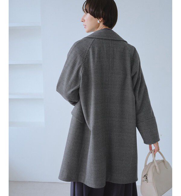 Rope&rsquo;Picnic「ジャージメルトン無地＆チェックオーバーPコート/一部WEB限定カラー・リンクコーデ」|ピーコート|