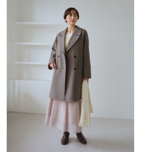 Rope&rsquo;Picnic「ジャージメルトン無地＆チェックオーバーPコート/一部WEB限定カラー・リンクコーデ」|ピーコート|