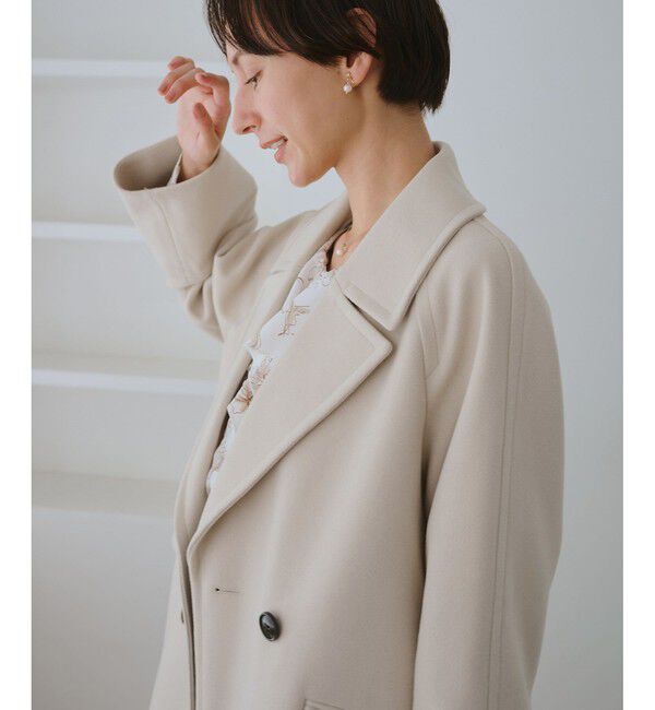 Rope&rsquo;Picnic「ジャージメルトン無地＆チェックオーバーPコート/一部WEB限定カラー・リンクコーデ」|ピーコート|