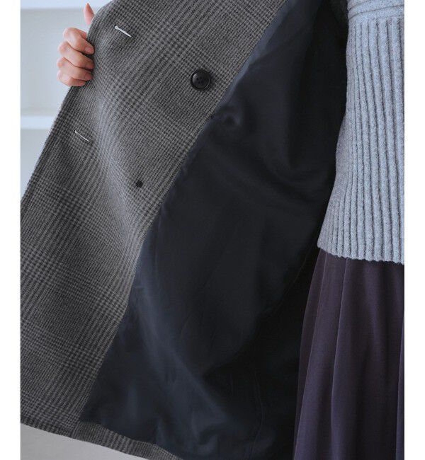 Rope&rsquo;Picnic「ジャージメルトン無地＆チェックオーバーPコート/一部WEB限定カラー・リンクコーデ」|ピーコート|