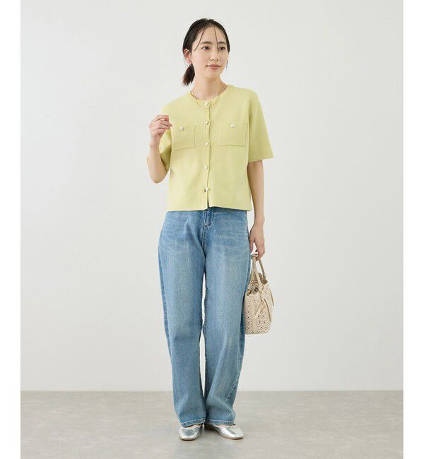 Rope&rsquo;Picnic「ミラノリブ金ボタン半袖カーディガン」|カーディガン|