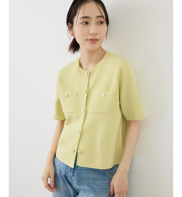 Rope&rsquo;Picnic「ミラノリブ金ボタン半袖カーディガン」|カーディガン|