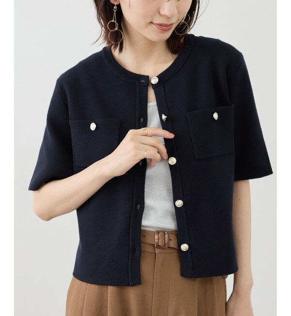 Rope&rsquo;Picnic「ミラノリブ金ボタン半袖カーディガン」|カーディガン|