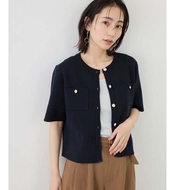 Rope&rsquo;Picnic「ミラノリブ金ボタン半袖カーディガン」|カーディガン|