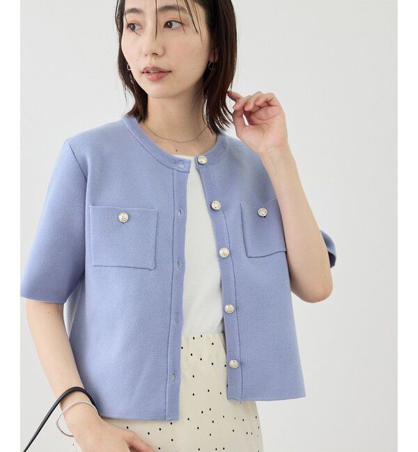 Rope&rsquo;Picnic「ミラノリブ金ボタン半袖カーディガン」|カーディガン|