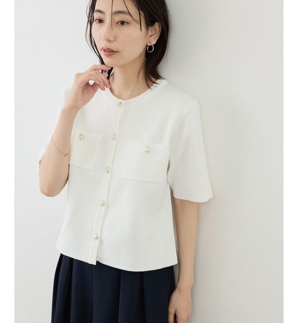 Rope&rsquo;Picnic「ミラノリブ金ボタン半袖カーディガン」|カーディガン|