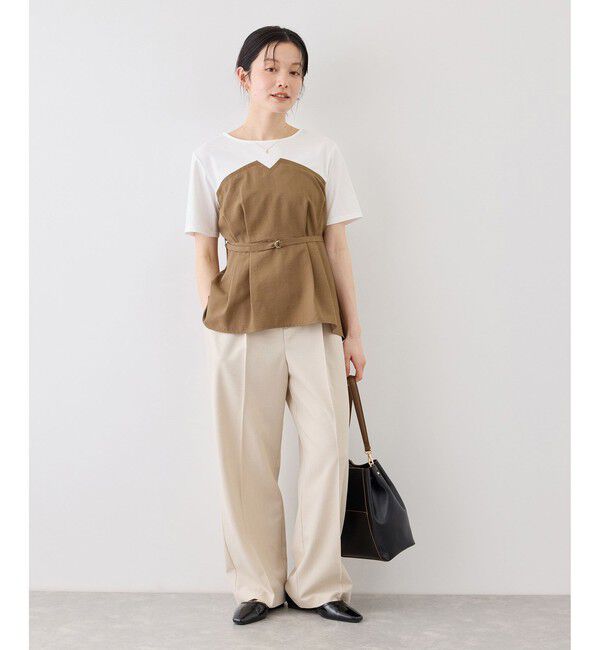 Rope&rsquo;Picnic「エアリーリネンライク ドッキングカットトップス/UVカット」|Tシャツ・カットソー|