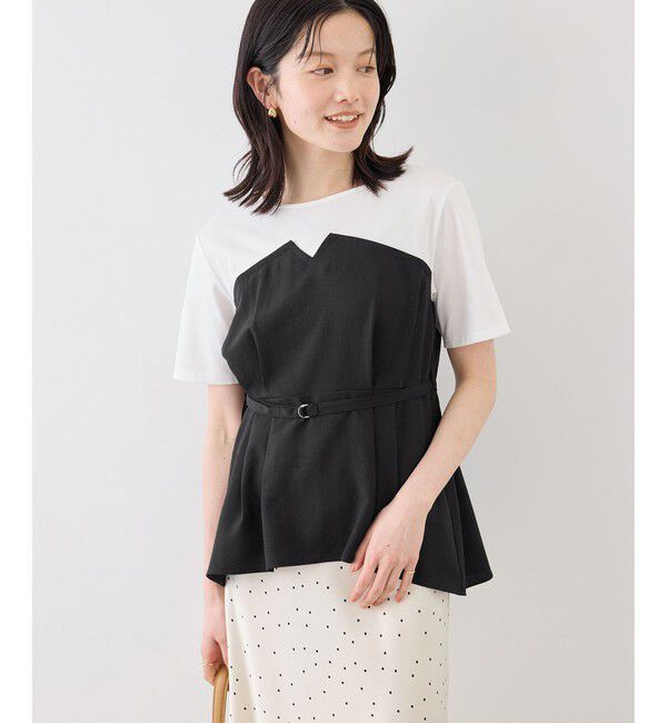 Rope&rsquo;Picnic「エアリーリネンライク ドッキングカットトップス/UVカット」|Tシャツ・カットソー|