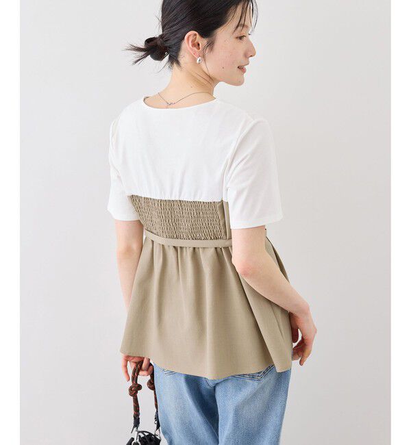 Rope&rsquo;Picnic「エアリーリネンライク ドッキングカットトップス/UVカット」|Tシャツ・カットソー|