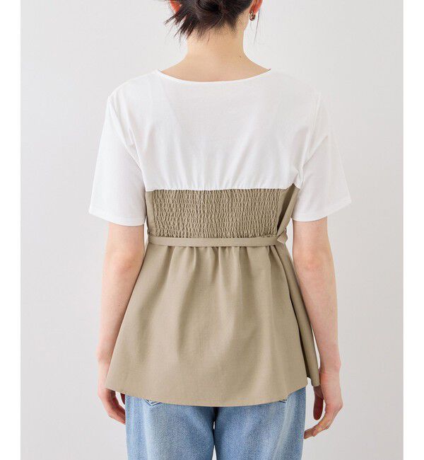 Rope&rsquo;Picnic「エアリーリネンライク ドッキングカットトップス/UVカット」|Tシャツ・カットソー|