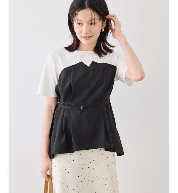 Rope&rsquo;Picnic「エアリーリネンライク ドッキングカットトップス/UVカット」|Tシャツ・カットソー|