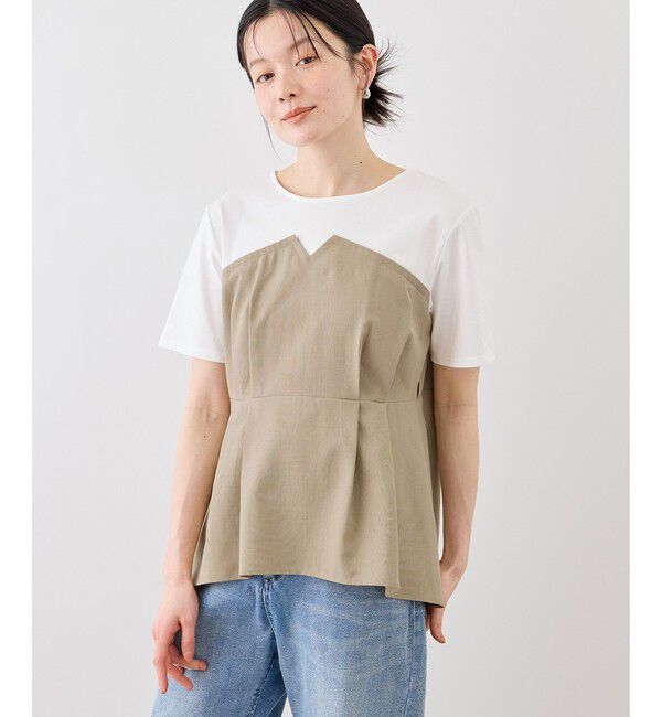 Rope&rsquo;Picnic「エアリーリネンライク ドッキングカットトップス/UVカット」|Tシャツ・カットソー|