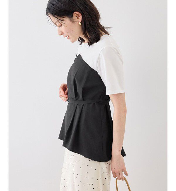 Rope&rsquo;Picnic「エアリーリネンライク ドッキングカットトップス/UVカット」|Tシャツ・カットソー|