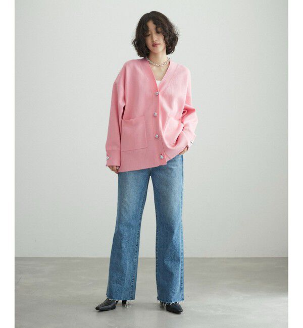 ADAM ET ROPE'「【サステナブル】ロゴボタンミドルカーディガン」|カーディガン|