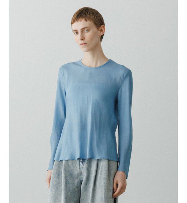 ADAM ET ROPE'「【EMOELLE】ウォッシャブルキュプラブラウス」|シャツ・ブラウス|サックス(48)