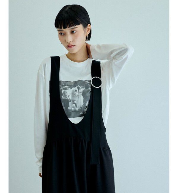 ADAM ET ROPE'「【WEB限定】ディープネックAラインワンピース」|ワンピース|