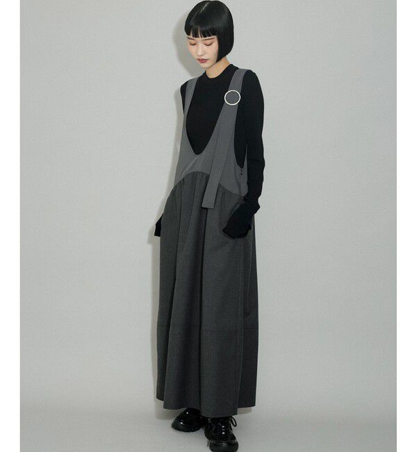 ADAM ET ROPE'「【WEB限定】ディープネックAラインワンピース」|ワンピース|チャコール(06)