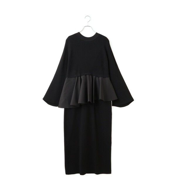 ADAM ET ROPE'「【サステナブル】ペプラムコンビニットワンピース/オケージョン対応」|ワンピース|