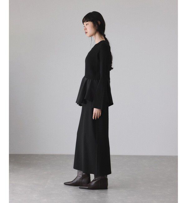 ADAM ET ROPE'「【サステナブル】ペプラムコンビニットワンピース/オケージョン対応」|ワンピース|