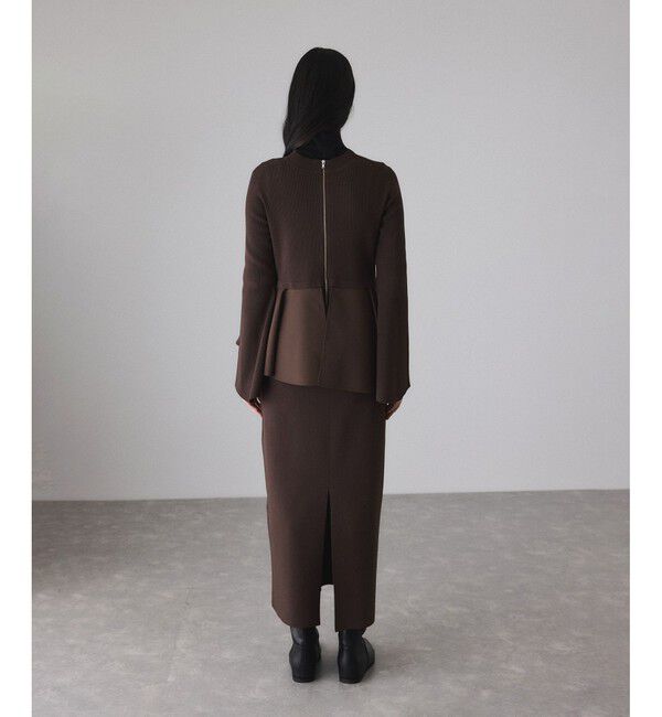 ADAM ET ROPE'「【サステナブル】ペプラムコンビニットワンピース/オケージョン対応」|ワンピース|