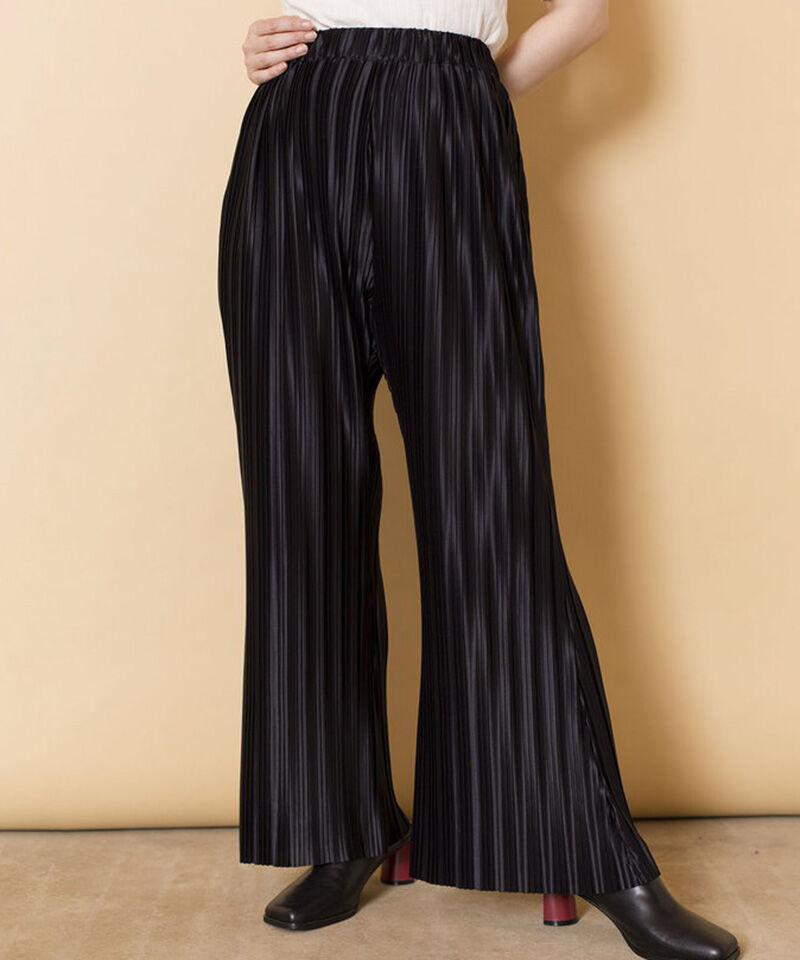  「プリーツセミフレアーパンツ」|その他|BLACK