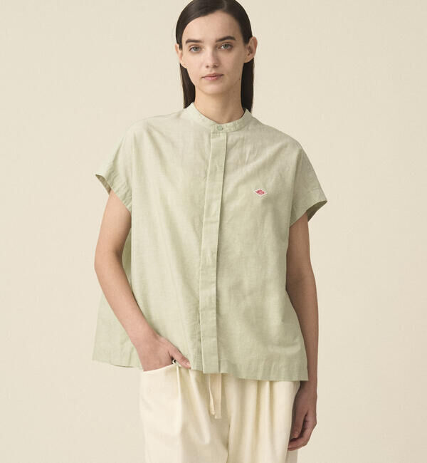 DANTON「DANTON | コットンリネン スリーブレスシャツ WOMEN」|シャツ・ブラウス|LTGREEN