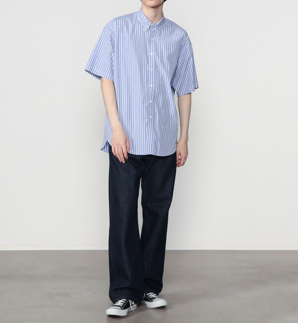 GYMPHLEX「Gymphlex | コットンポプリン ボタンダウン半袖シャツ STRIPE MEN」|シャツ・ブラウス|