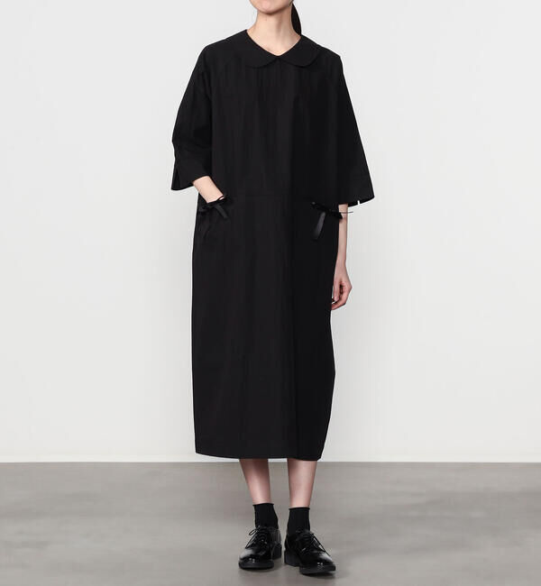  「eunoia | ラウンドカラー ロングワンピース WOMEN」|ワンピース|BLACK