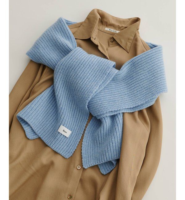Hoaw.「【Hoaw.】カシミヤリブストール」|マフラー|サックスブルー